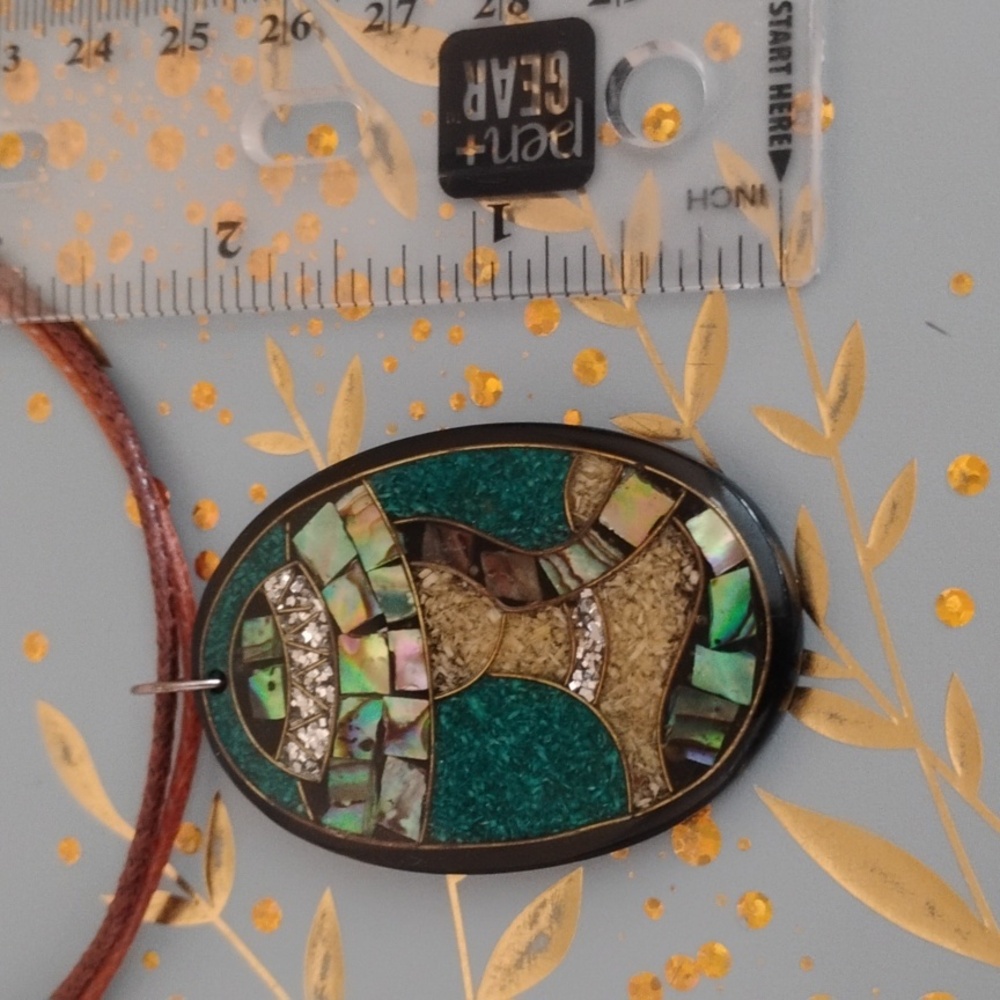 Mosaic Abalone Pendant Necklace - Picture 2 of 9